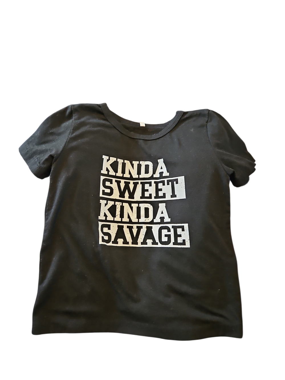 Black White Kids Graphic Tee - "Kinda Sweet Kinda Savage" Size 4t